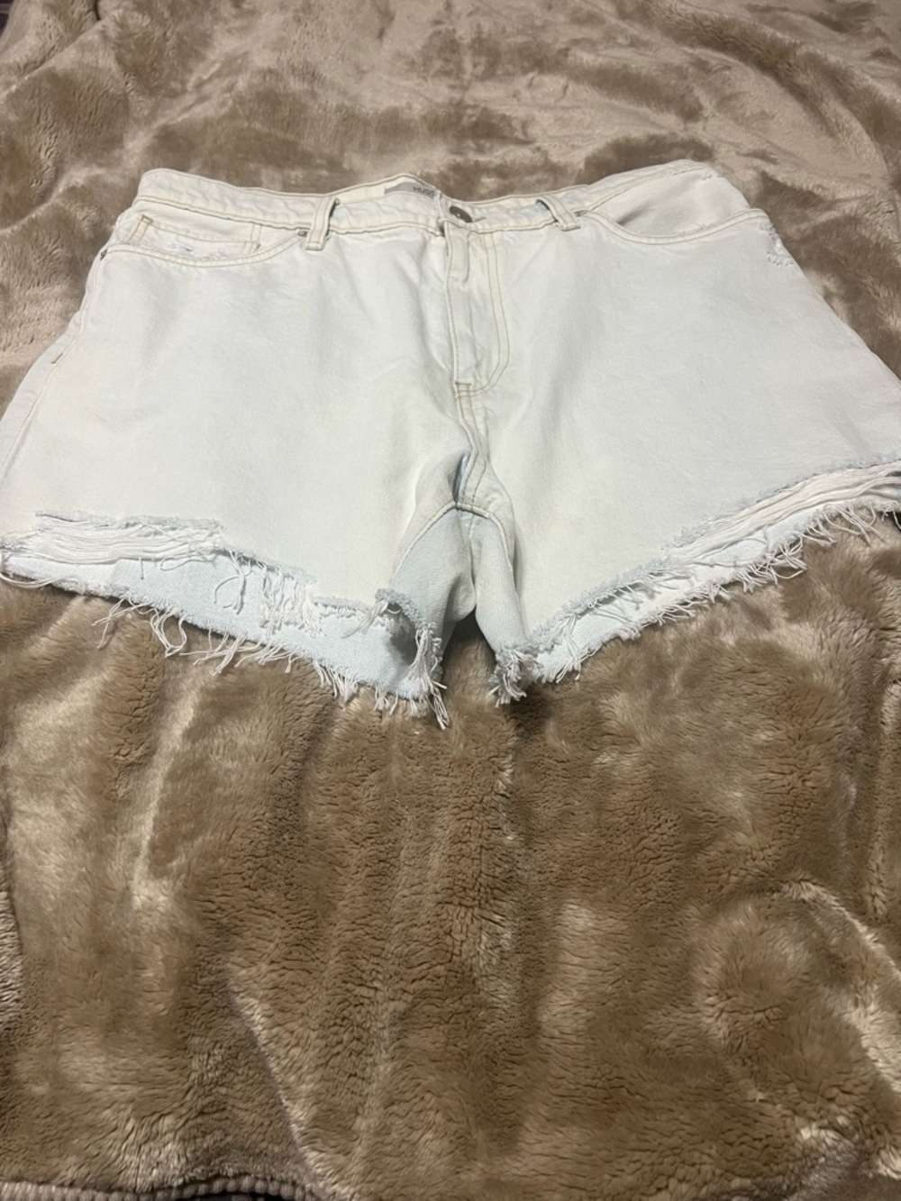 Hudson Jeans White Frayed Hem Denim Shorts